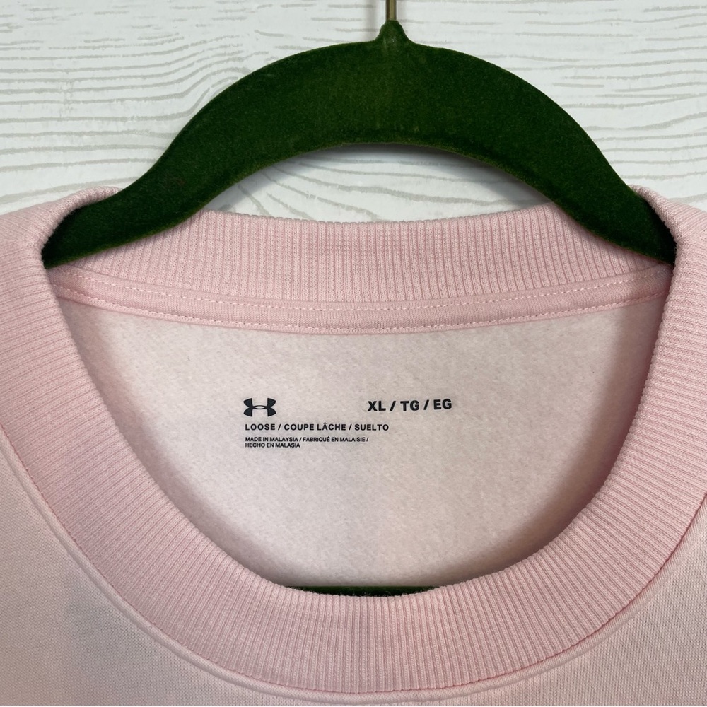 Under Armour Rival Fleece Mesh Crewneck Sweatshirt Size XL NWT Pink Loose Fit - Picture 3 of 7